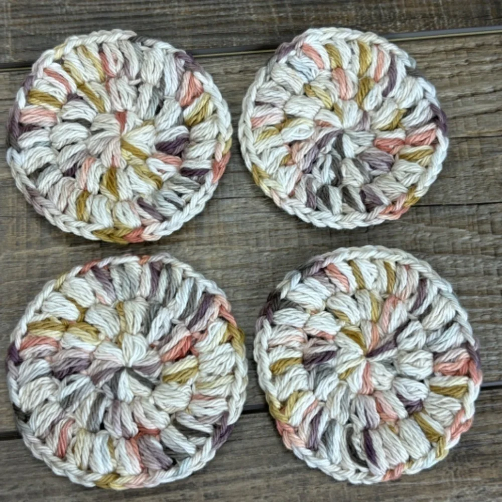 Handcrafted Crochet Face Round‎ Makeup Remover Scrubbies Set Cotton Yarn